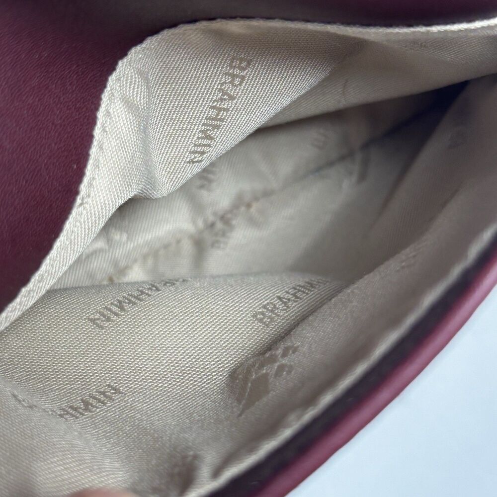 Vintage Brahmin Bag Smooth Burgundy Leather Purse Authentic Gold Ship Logo Soft - Picture 8 of 16